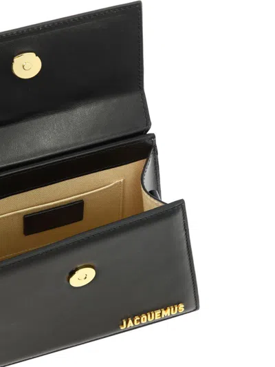 Jacquemus 'le Chiquito Noeud' Black Crossbody Bag With Logo Detail In Leather Woman