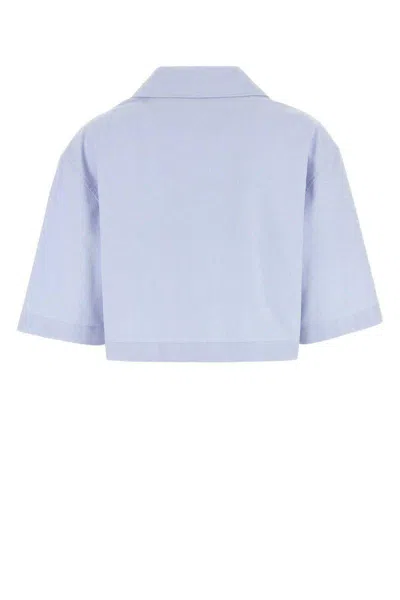 Givenchy Cropped Cotton Shirt With Embroidered Logo In Blue