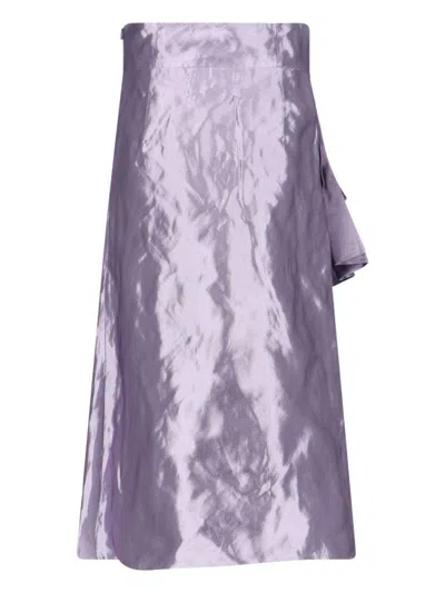 Maison Margiela Draped Midi Skirt In Metallic Purple