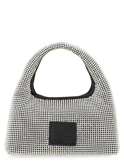 Marc Jacobs 'the Mini Sack' Metallic Handbag With Logo Patch On The Rear And All-over Crystal Embellishments In 