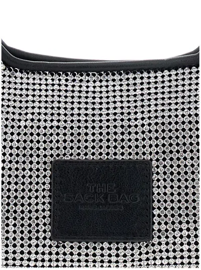 Marc Jacobs 'the Mini Sack' Metallic Handbag With Logo Patch On The Rear And All-over Crystal Embellishments In 