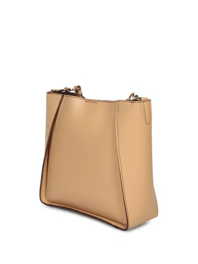 Stella Mccartney Beige Crossbody Bag With Maxi Logo Lettering On The Front And Shoulder Strap With Logo Lettering In 