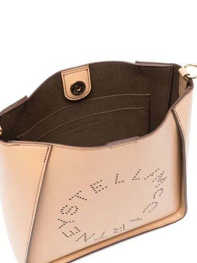 Stella Mccartney Beige Crossbody Bag With Maxi Logo Lettering On The Front And Shoulder Strap With Logo Lettering In 