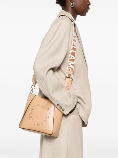 Stella Mccartney Beige Crossbody Bag With Maxi Logo Lettering On The Front And Shoulder Strap With Logo Lettering In 