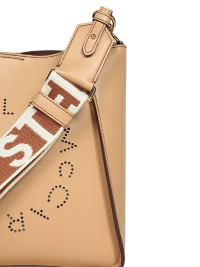 Stella Mccartney Beige Crossbody Bag With Maxi Logo Lettering On The Front And Shoulder Strap With Logo Lettering In 