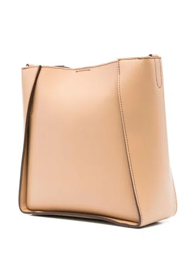 Stella Mccartney Beige Crossbody Bag With Maxi Logo Lettering On The Front And Shoulder Strap With Logo Lettering In 