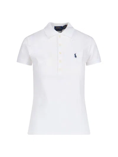 Polo Ralph Lauren 'julie' White Polo Shirt With Classic Collar And Pony Embroidery On The Front In Cotton Stretch Woma