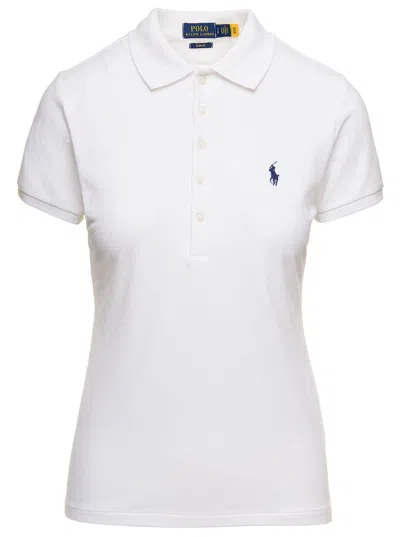 Polo Ralph Lauren 'julie' White Polo Shirt With Classic Collar And Pony Embroidery On The Front In Cotton Stretch Woma