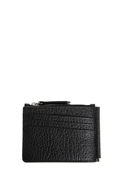 Maison Margiela Textured Black Leather Card Holder With Logo