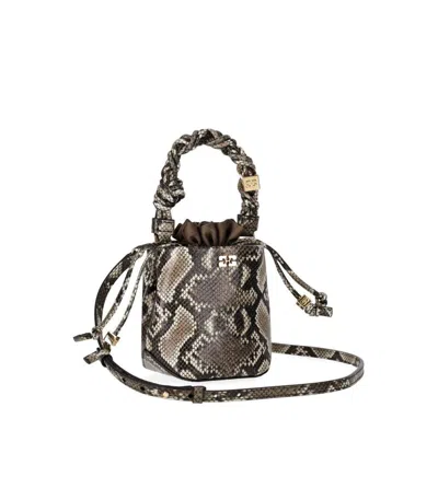 Ganni Bou Bucket Bag With Python Print