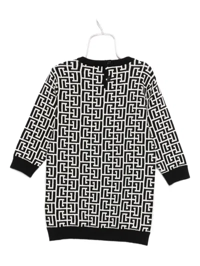 Balmain Monogram-pattern Dress In Black