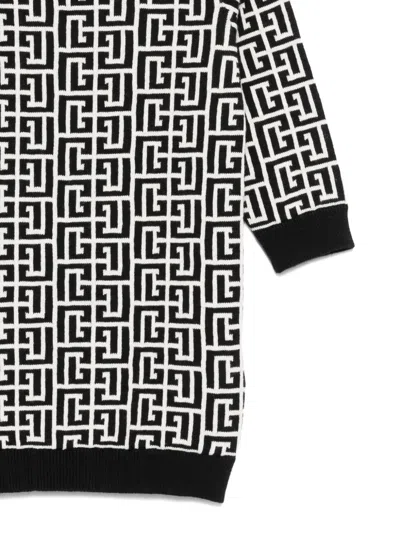 Balmain Monogram-pattern Dress In Black