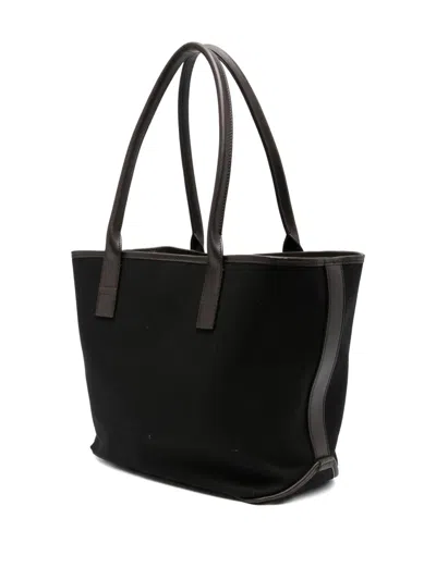 Hogan Black Script Small Tote In Black