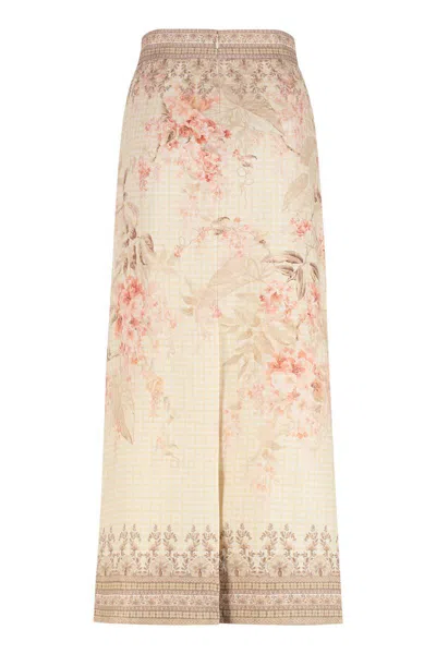 Zimmermann Women Pink Linen Illuminate Midi Pencil Skirt