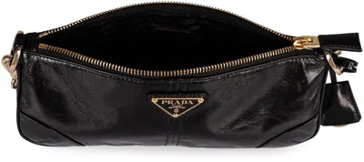 Prada Re-edition 2002 Leather Shoulder Bag In Black