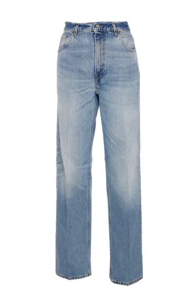 Haikure Wide Blue Washed Effect Jeans In Blue