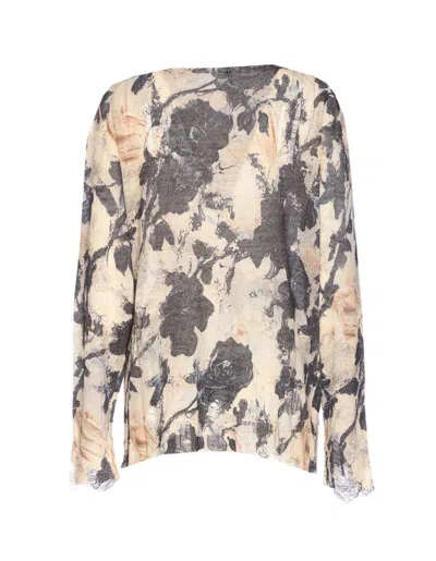 R13 Floral-print Frayed Cardigan In Multi