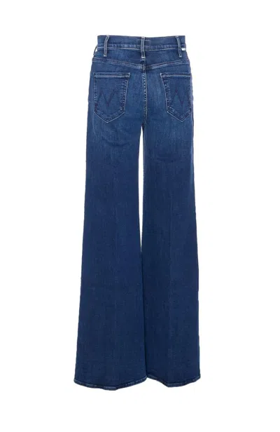 Mother Wide-leg Trousers With Elasticized Fit And Contrast Stitching In Blue