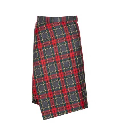 Vivienne Westwood Asymmetric Tartan Midi Skirt In Multi