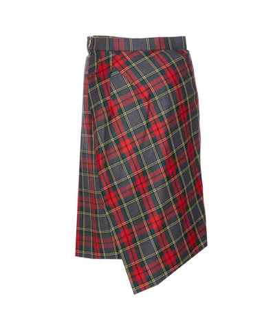 Vivienne Westwood Asymmetric Tartan Midi Skirt In Multi