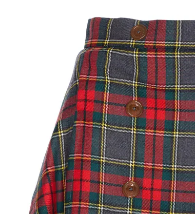 Vivienne Westwood Asymmetric Wrap Skirt With Check Pattern And Button Fastening In Multi