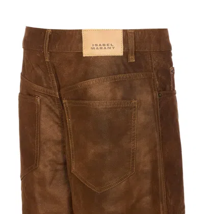 Isabel Marant Étoile Wide Leather Effect Trousers With Multiple Pockets In Brown