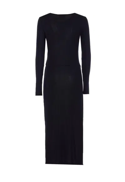Isabel Marant Étoile Crewneck Long Sleeve Midi Dress With Ruched Detailing In Blue