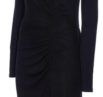 Isabel Marant Étoile Crewneck Long Sleeve Midi Dress With Ruched Detailing In Blue
