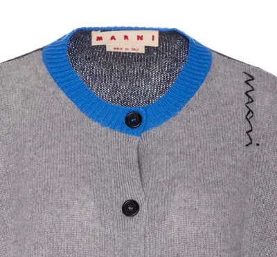 Marni Knitwear Cardigan Embroidered Detail In Gray