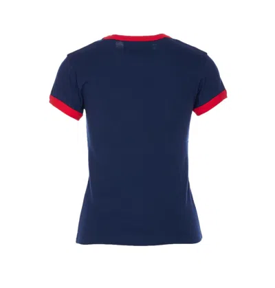 Valentino Crew Neck Cotton T-shirt With Contrast Trim In Blue