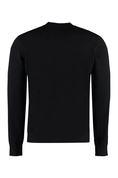 Dsquared2 Virgin Wool Lightweight Crew-neck Sweater In Black