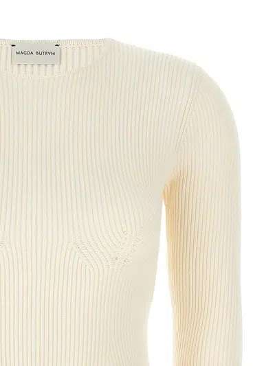 Magda Butrym Ribbed Viscose Blend Sweater In Neutral