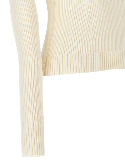 Magda Butrym Ribbed Viscose Blend Sweater In Neutral