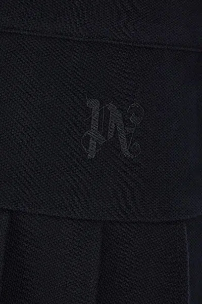 Palm Angels Monogram Pleated Skirt In Black