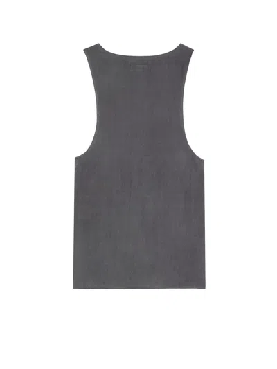 Saint Laurent Silk Tank Top In Gray