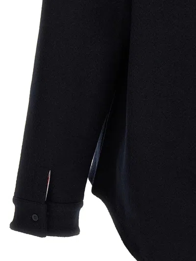 Thom Browne Oversized Shirt With Double Needle In Tweed In Black