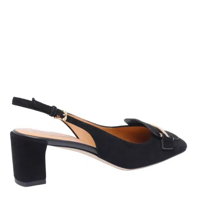 Tod's Square Toe Block Heel Gold-tone Hardware Slingback
