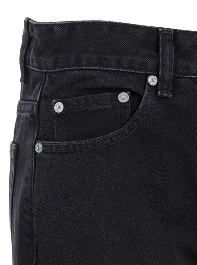 Ganni Black Pants With High Waist And Logo Patch On The Rear In Cotton Woman