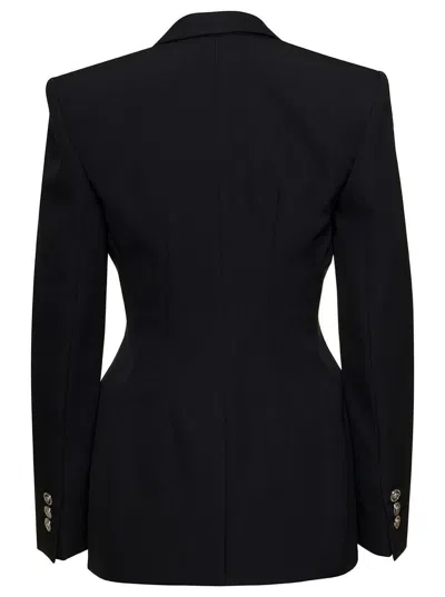 Versace Black Hourglass Single-breasted Blazer In Wool Woman In Black