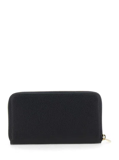 Ferragamo 'giove' Black Wallet With Gancini On The Front In Leather Woman