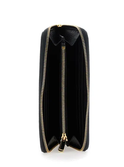 Ferragamo 'giove' Black Wallet With Gancini On The Front In Leather Woman