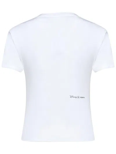 Coperni White Crewneck T-shirt With Maxi Print On The Front And Logo Print On The Rear In Cotton Woman