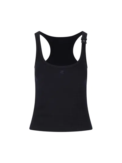 Courrèges Courreges Black Racerback Tank Top With Logo Patch