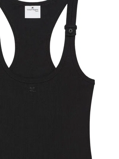 Courrèges Courreges Black Racerback Tank Top With Logo Patch