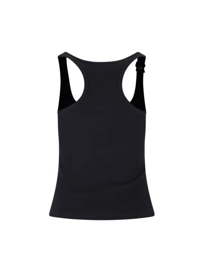 Courrèges Courreges Black Racerback Tank Top With Logo Patch
