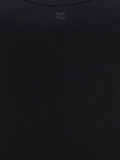 Courrèges Courreges Black Racerback Tank Top With Logo Patch