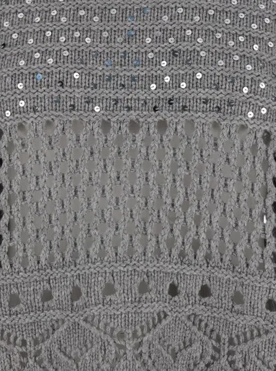 Twinset Grey Crewneck Sequin Sweater In Viscose Blend Woman