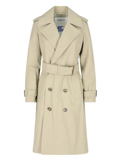 Burberry Classic Double-breasted Trench Coat With Adjustable Waist Belt In Neutral