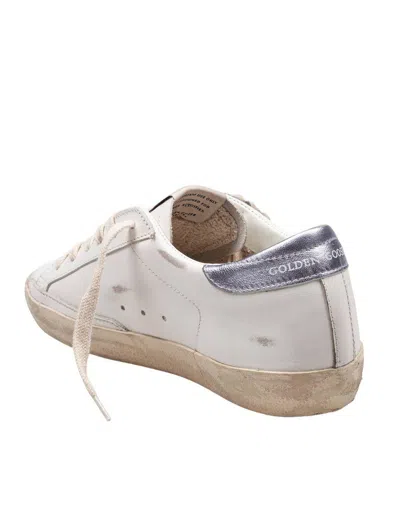 Golden Goose White And Lilac Leather Super Star Sneakers