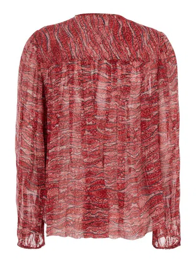 Isabel Marant Étoile Isabel Marant Etoile 'advika' Red Semi-transparent Shirt With All-over Print In Viscose Woman